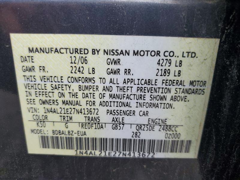 Продаж на аукціоні авто 2007 Nissan Altima, vin: 1N4AL21E27N413672, номер лоту: 59342916