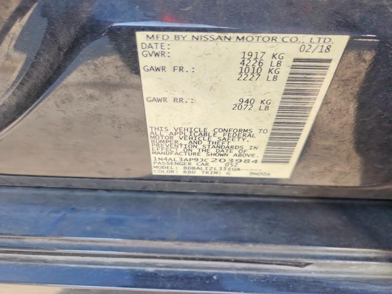 Продаж на аукціоні авто 2018 Nissan Altima, vin: 1N4AL3AP9JC203984, номер лоту: 60504216