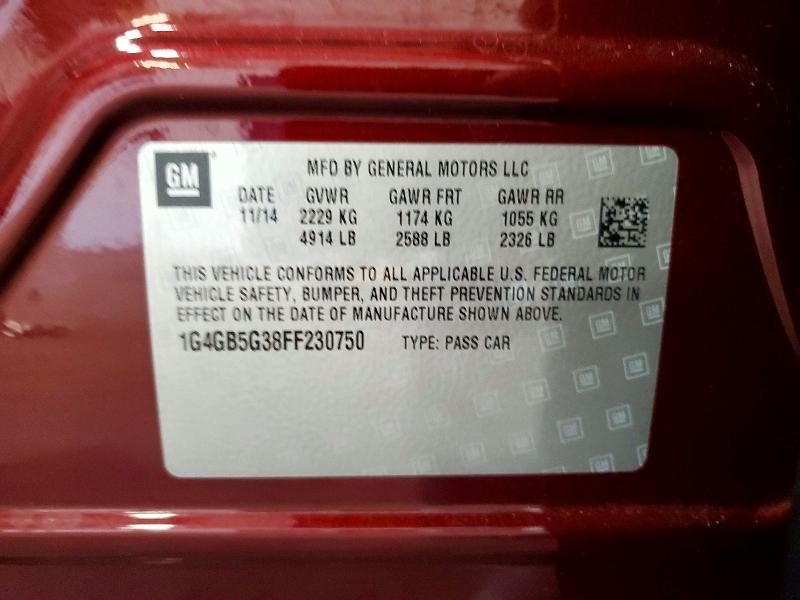 59846086 :رقم المزاد ، 1G4GB5G38FF230750 vin ، 2015 Buick Lacrosse مزاد بيع