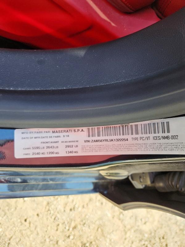 Продаж на аукціоні авто 2019 Maserati Quattroporte, vin: ZAM56YRL5K1322254, номер лоту: 58183416