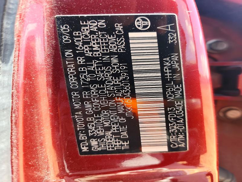 Продажа на аукционе авто 2006 Toyota Xa, vin: JTKKT604360139191, номер лота: 60246226