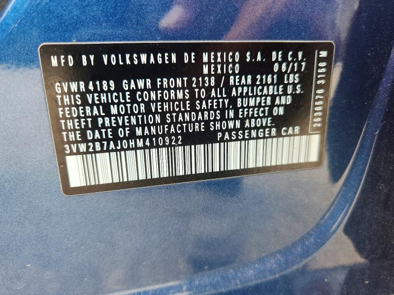 59805106 :رقم المزاد ، 3VW2B7AJ0HM410922 vin ، 2017 Volkswagen Jetta مزاد بيع