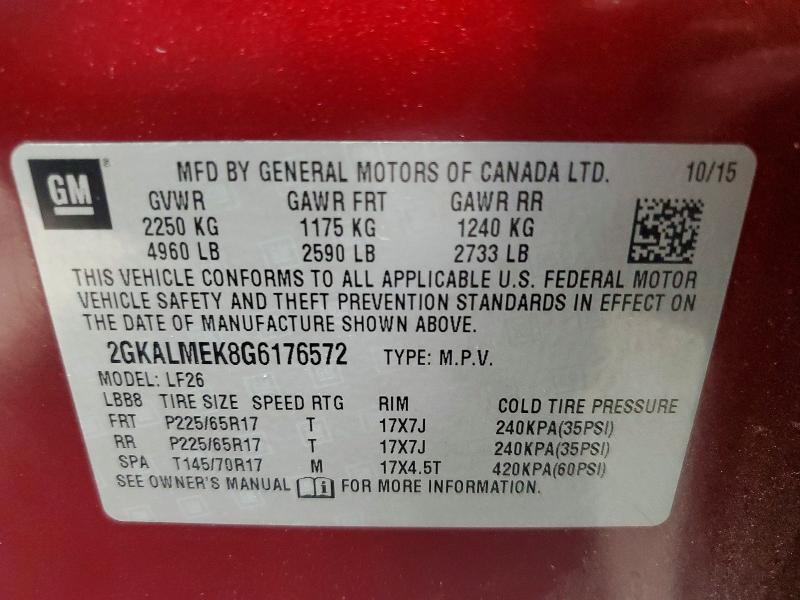 Продажа на аукционе авто 2016 Gmc Terrain, vin: 2GKALMEK8G6176572, номер лота: 63592406