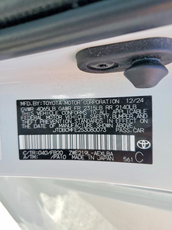 Продажа на аукционе авто 2025 Toyota Corolla Hybrid, vin: JTDBCMFE2S3080073, номер лота: 60634846