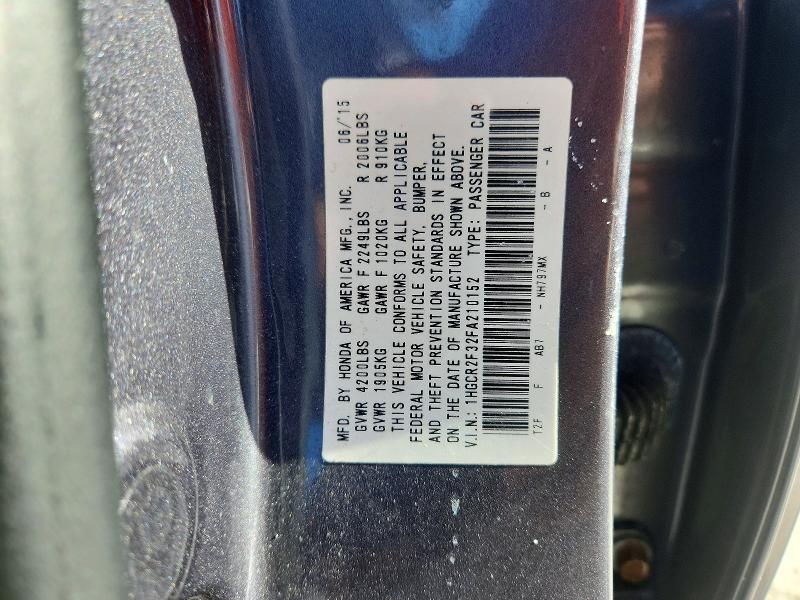 Aukcja sprzedaży 2015 Honda Accord, vin: 1HGCR2F32FA210152, numer aukcji: 59905236