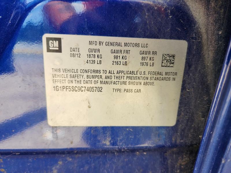 2012 Chevrolet Cruze მანქანა იყიდება აუქციონზე, vin: 1G1PF5SC9C7405702, აუქციონის ნომერი: 59278186