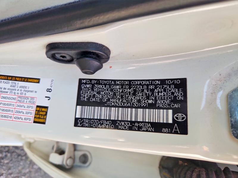 61810256 :رقم المزاد ، JTDKN3DU6A1301991 vin ، 2010 Toyota Prius مزاد بيع
