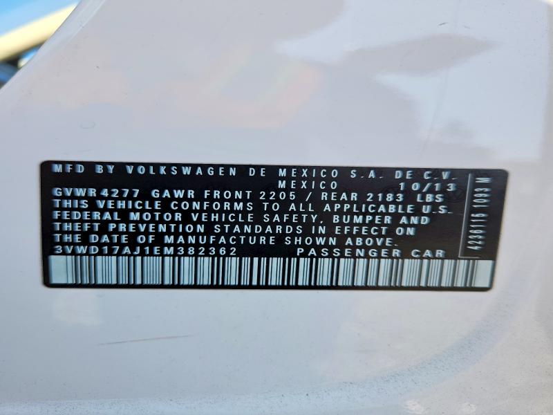 Продажа на аукционе авто 2014 Volkswagen Jetta, vin: 3VWD17AJ1EM382362, номер лота: 60518296