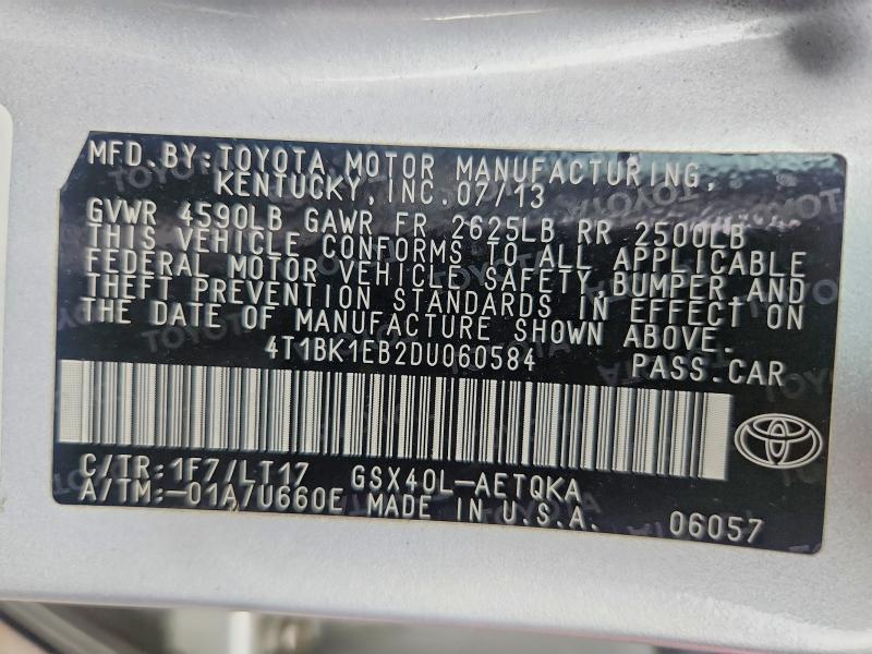 Продаж на аукціоні авто 2013 Toyota Avalon, vin: 4T1BK1EB2DU060584, номер лоту: 61491816
