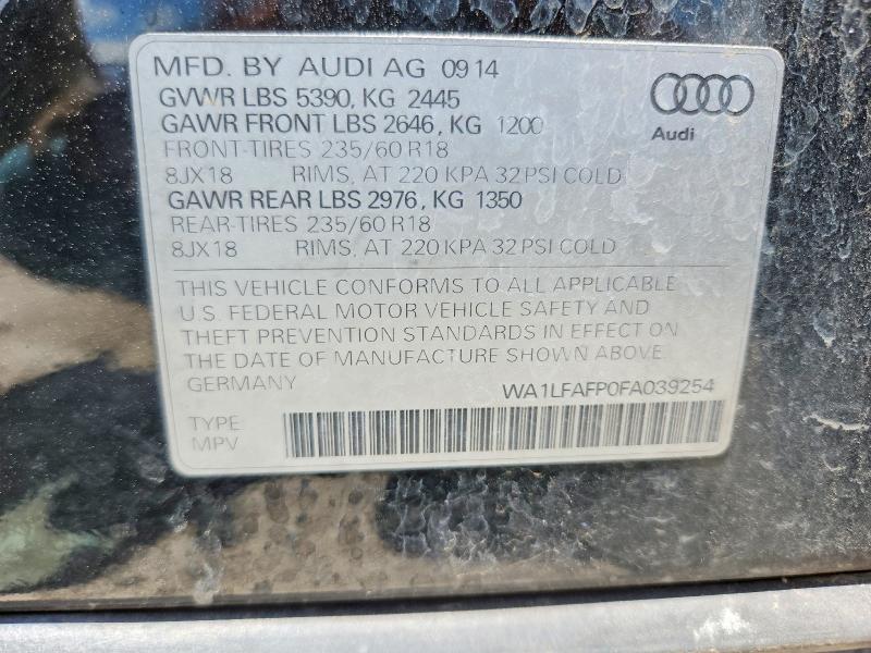 Продажа на аукционе авто 2015 Audi Q5, vin: WA1LFAFP0FA039254, номер лота: 60235586