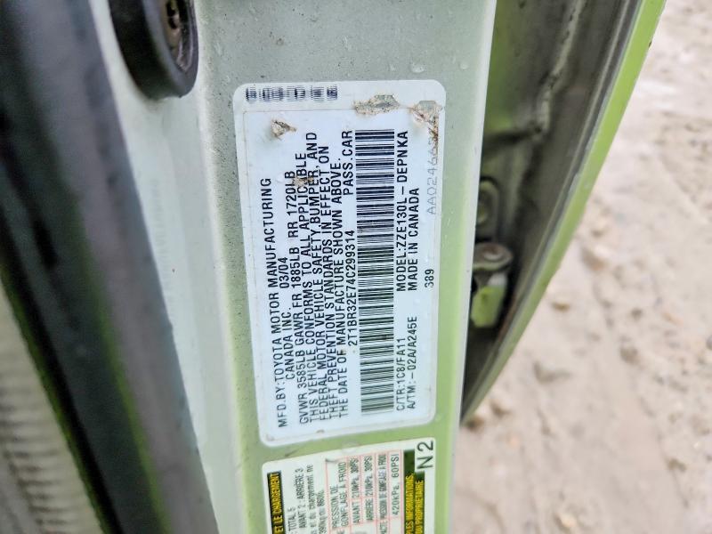 62347106 :رقم المزاد ، 2T1BR32E74C299314 vin ، 2004 Toyota Corolla مزاد بيع