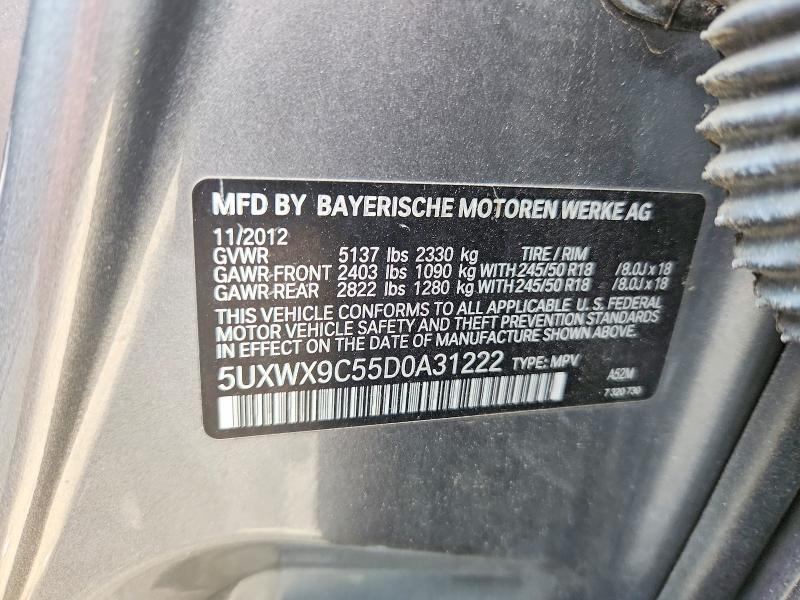 61687866 :رقم المزاد ، 5UXWX9C55D0A31222 vin ، 2013 Bmw X3 مزاد بيع