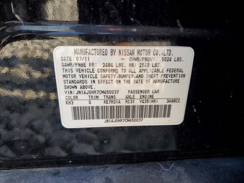Продажа на аукционе авто 2012 Infiniti Ex35, vin: JN1AJ0HR7CM450037, номер лота: 59346316