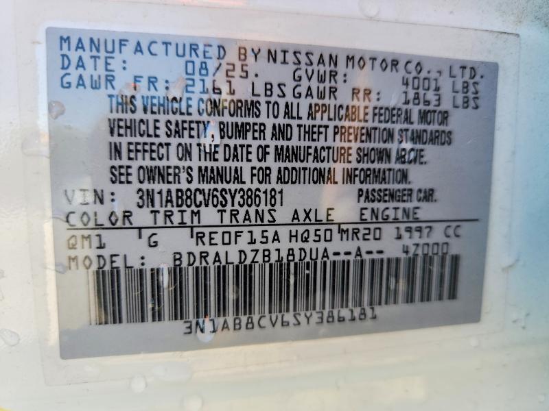 2025 Nissan Sentra მანქანა იყიდება აუქციონზე, vin: 3N1AB8CV6SY386181, აუქციონის ნომერი: 61387106