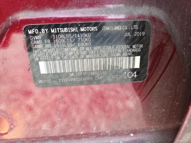 2019 Mitsubishi Mirage მანქანა იყიდება აუქციონზე, vin: ML32F3FJ3KHF18610, აუქციონის ნომერი: 61577666