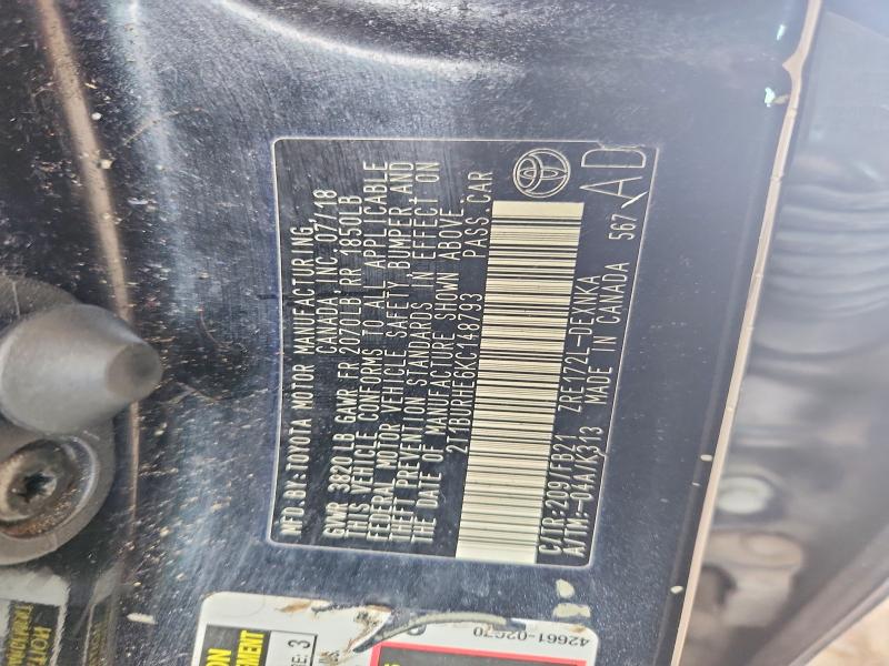 Aukcja sprzedaży 2019 Toyota Corolla, vin: 2T1BURHE6KC148793, numer aukcji: 62018136