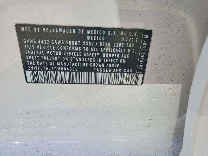 Aukcja sprzedaży 2013 Volkswagen Jetta, vin: 3VWPL7AJ1DM604985, numer aukcji: 63017196