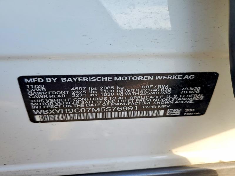60044076 :رقم المزاد ، WBXYH9C07M5S76991 vin ، 2021 Bmw X2 مزاد بيع