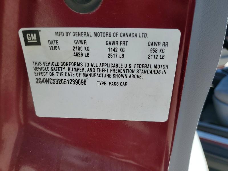 2005 Buick Lacrosse მანქანა იყიდება აუქციონზე, vin: 2G4WC532051239096, აუქციონის ნომერი: 62466176