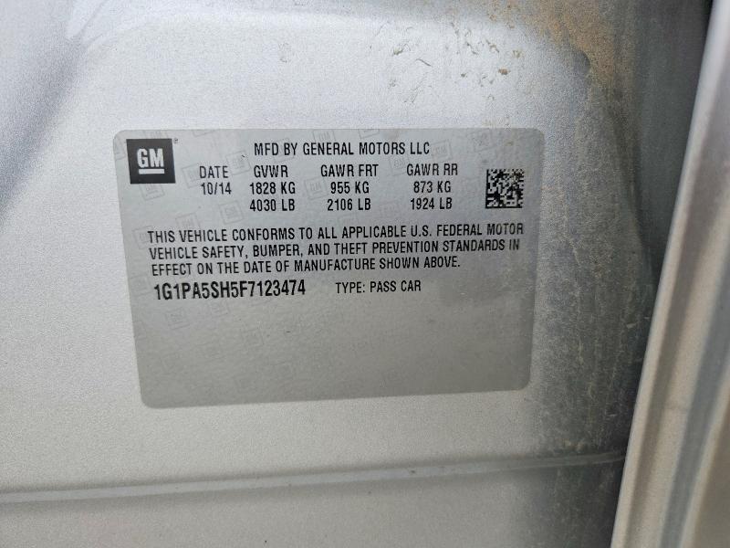 60007986 :رقم المزاد ، 1G1PA5SH5F7123474 vin ، 2015 Chevrolet Cruze مزاد بيع