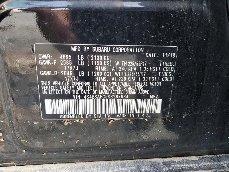 Aukcja sprzedaży 2019 Subaru Outback, vin: 4S4BSAFC5K3267884, numer aukcji: 60119696