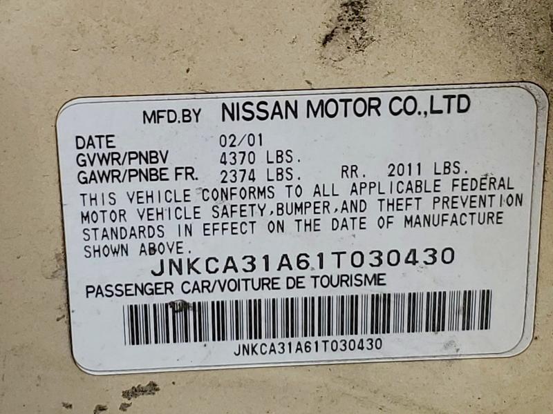 62528056 :رقم المزاد ، JNKCA31A61T030430 vin ، 2001 Infiniti I30 مزاد بيع