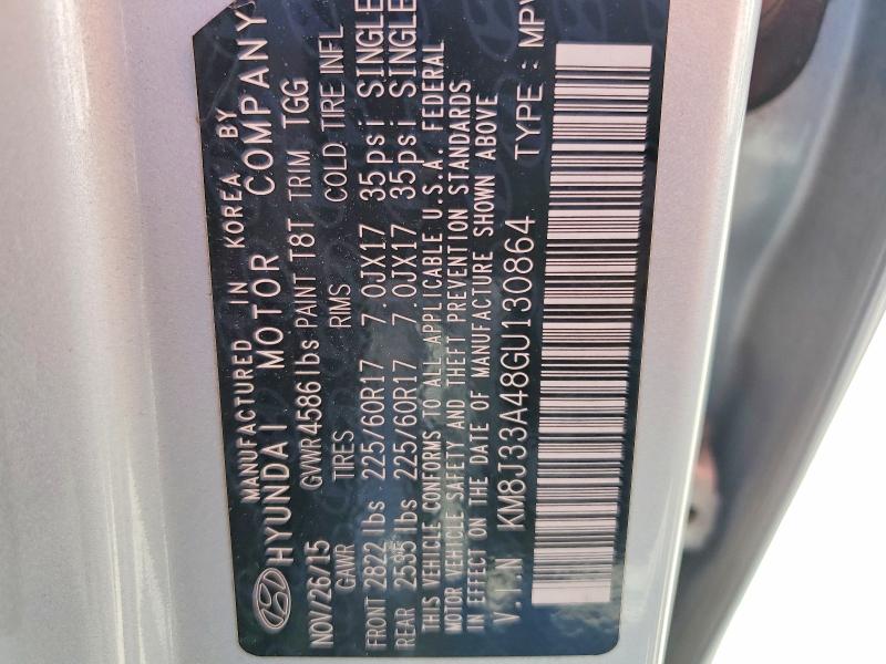 Продажа на аукционе авто 2016 Hyundai Tucson, vin: KM8J33A48GU130864, номер лота: 60609426