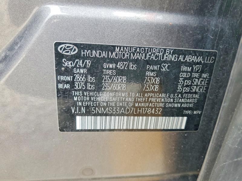 Aukcja sprzedaży 2020 Hyundai Santa Fe, vin: 5NMS33AD7LH178432, numer aukcji: 61010546