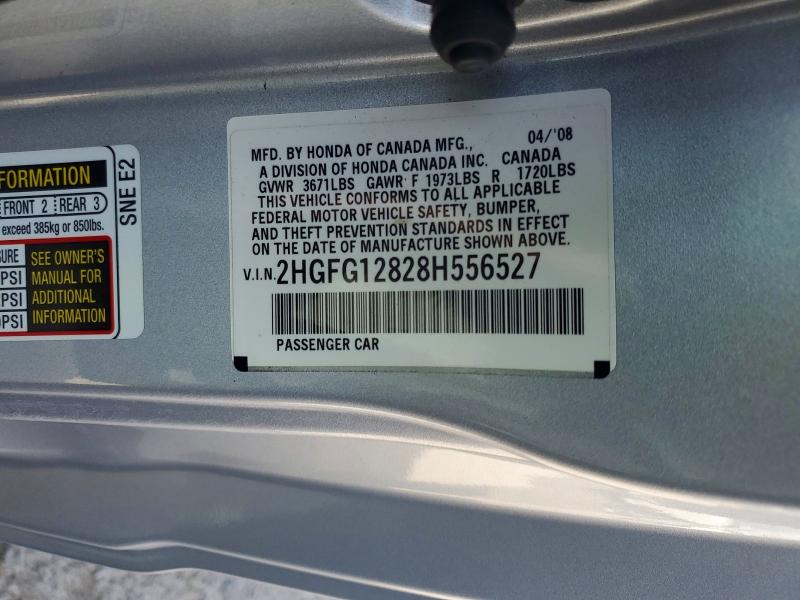61569286 :رقم المزاد ، 2HGFG12828H556527 vin ، 2008 Honda Civic مزاد بيع