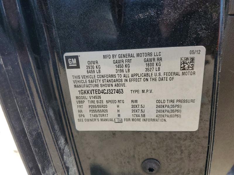 60166496 :رقم المزاد ، 1GKKVTED4CJ327463 vin ، 2012 Gmc Acadia مزاد بيع