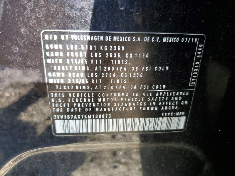Продаж на аукціоні авто 2019 Volkswagen Tiguan, vin: 3VV1B7AX7KM180873, номер лоту: 59650506