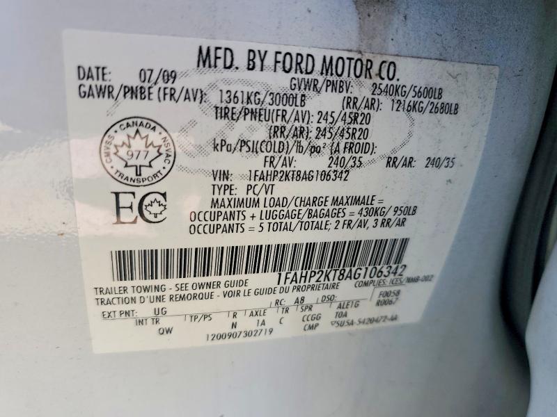 Продажа на аукционе авто 2010 Ford Taurus, vin: 1FAHP2KT8AG106342, номер лота: 59739566