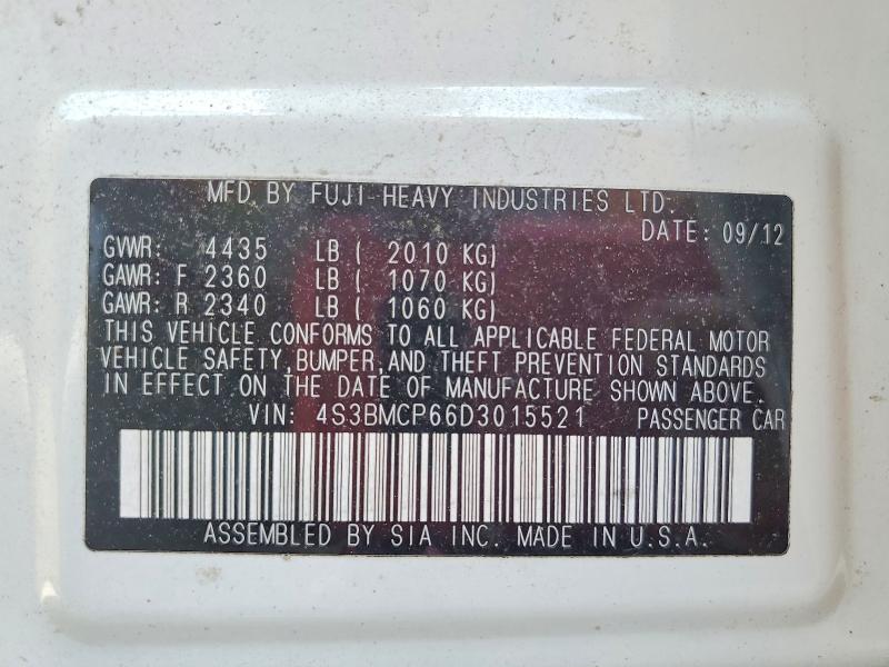 60609936 :رقم المزاد ، 4S3BMCP66D3015521 vin ، 2013 Subaru Legacy مزاد بيع