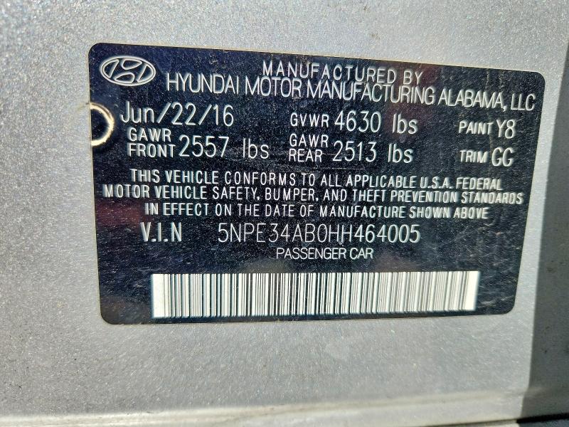 Aukcja sprzedaży 2017 Hyundai Sonata, vin: 5NPE34AB0HH464005, numer aukcji: 59739186