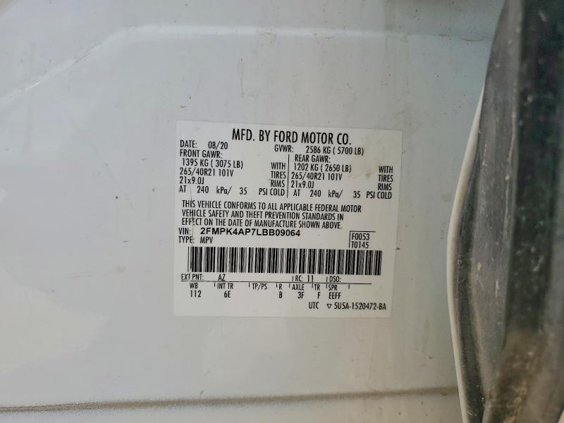 Aukcja sprzedaży 2020 Ford Edge, vin: 2FMPK4AP7LBB09064, numer aukcji: 62384486