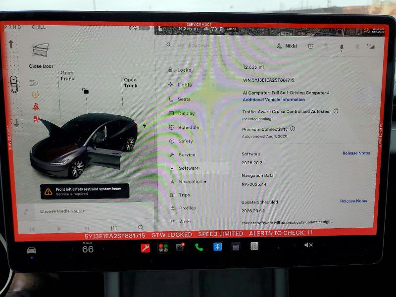 Aukcja sprzedaży 2025 Tesla Model 3, vin: 5YJ3E1EA2SF881715, numer aukcji: 61732816