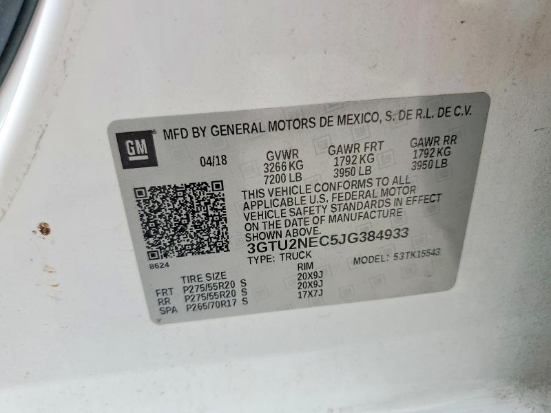Продажа на аукционе авто 2018 Gmc Sierra, vin: 3GTU2NEC5JG384933, номер лота: 62082746