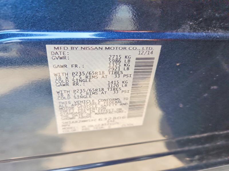Продаж на аукціоні авто 2015 Nissan Pathfinder, vin: 5N1AR2MM5FC632806, номер лоту: 61505816