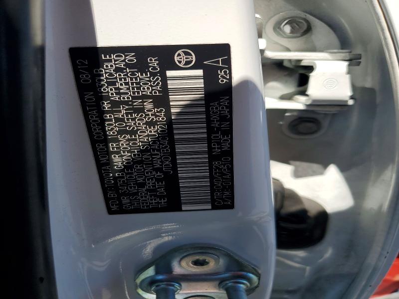 2012 Toyota Prius C მანქანა იყიდება აუქციონზე, vin: JTDKDTB34C1021843, აუქციონის ნომერი: 62971966