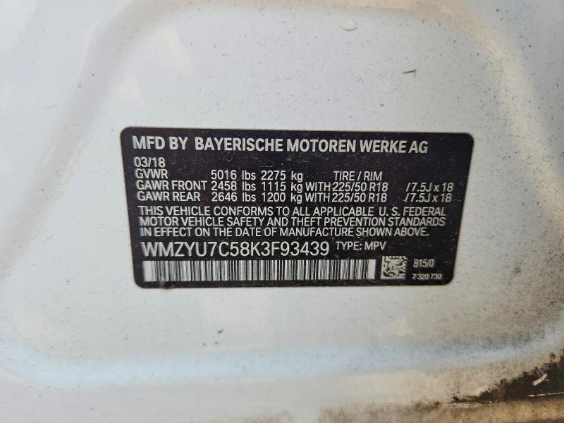 62128186 :رقم المزاد ، WMZYU7C58K3F93439 vin ، 2019 Mini Cooper مزاد بيع
