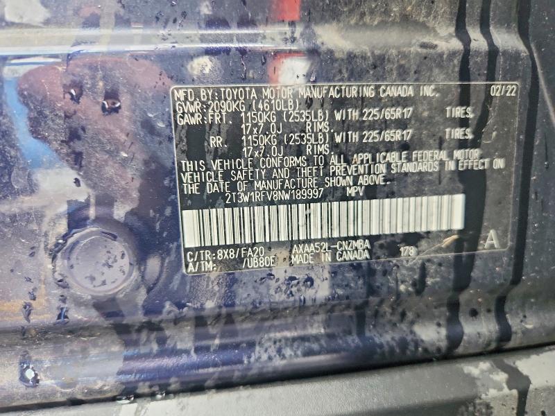 Продажа на аукционе авто 2022 Toyota Rav4, vin: 2T3W1RFV8NW189997, номер лота: 61918166