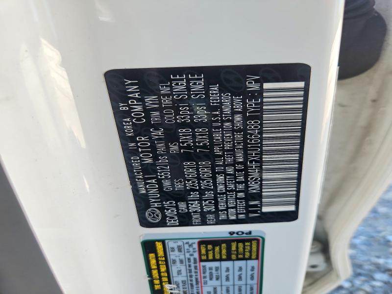 60801556 :رقم المزاد ، KM8SM4HFXHU166488 vin ، 2017 Hyundai Santa Fe مزاد بيع