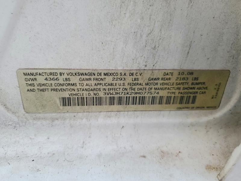 62136536 :رقم المزاد ، 3VWJM71K29M077574 vin ، 2009 Volkswagen Jetta مزاد بيع