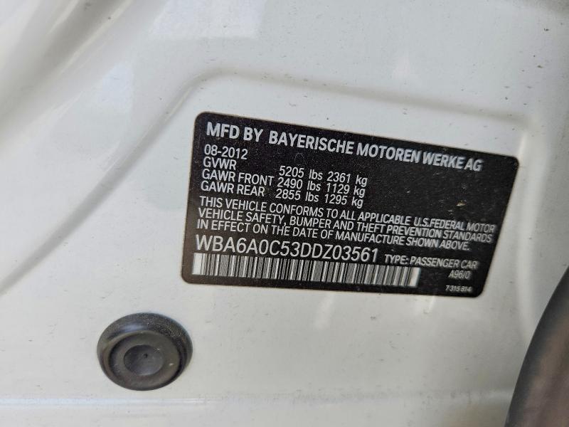 Продажа на аукционе авто 2013 Bmw 640, vin: WBA6A0C53DDZ03561, номер лота: 61981546