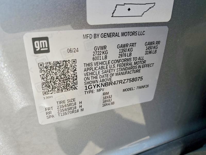 60248456 :رقم المزاد ، 1GYKNBR47RZ758075 vin ، 2024 Cadillac Xt5 مزاد بيع