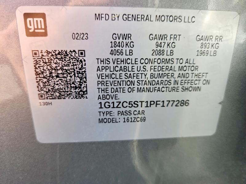 60198286 :رقم المزاد ، 1G1ZC5ST1PF177286 vin ، 2023 Chevrolet Malibu مزاد بيع