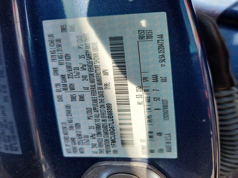 Продажа на аукционе авто 2020 Ford Escape, vin: 1FMCU0G67LUB68089, номер лота: 62333536