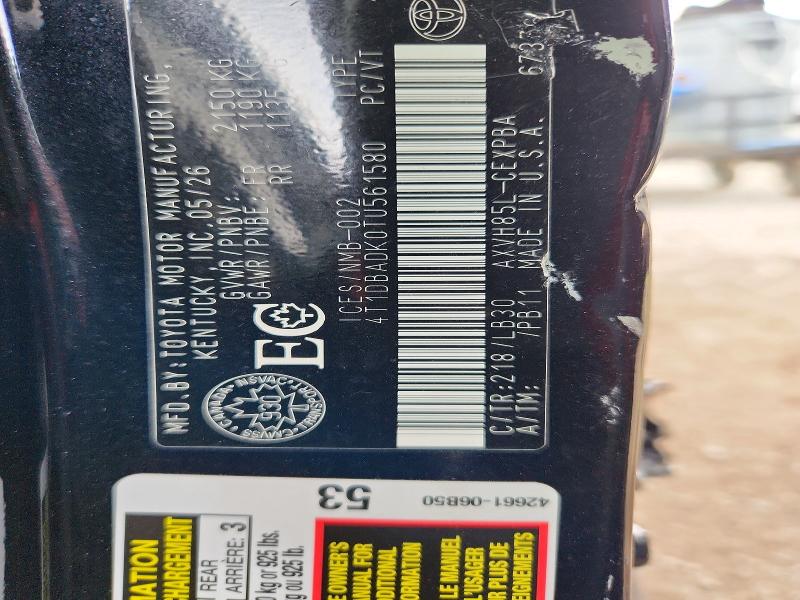 60054316 :رقم المزاد ، 4T1DBADK0TU561580 vin ، 2026 Toyota Camry مزاد بيع