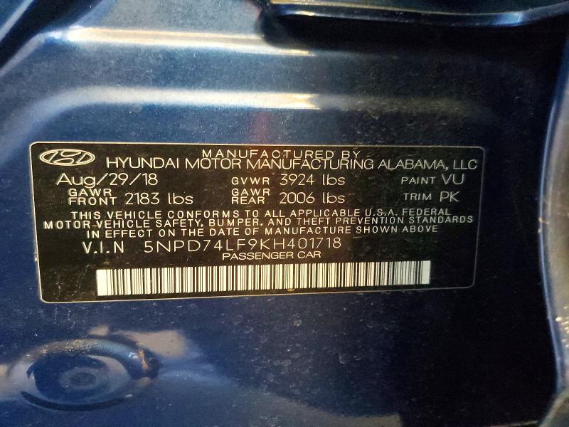 Продаж на аукціоні авто 2019 Hyundai Elantra, vin: 5NPD74LF9KH401718, номер лоту: 61639476