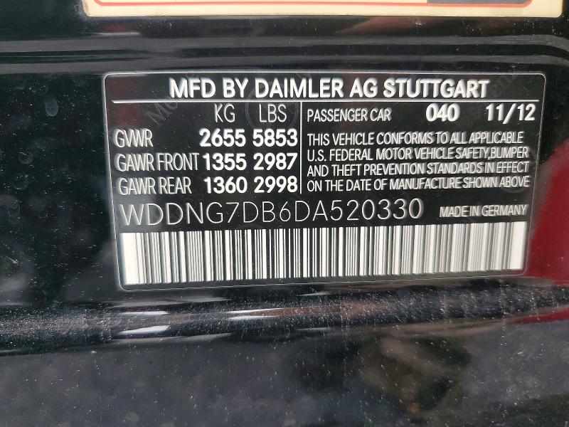 60029156 :رقم المزاد ، WDDNG7DB6DA520330 vin ، 2013 Mercedes-benz S مزاد بيع